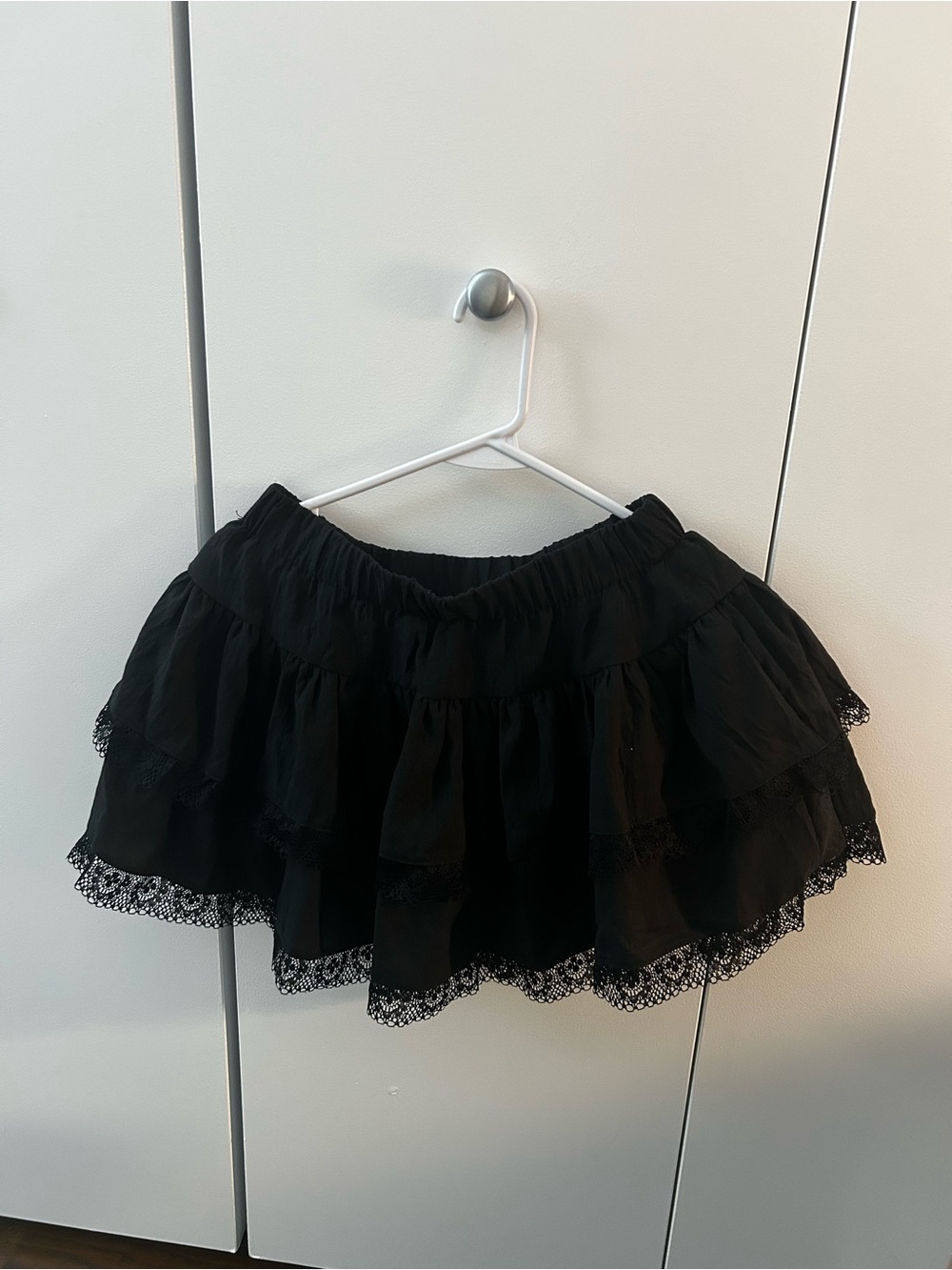 Black Tiered Lace Mini Skirt - Womens